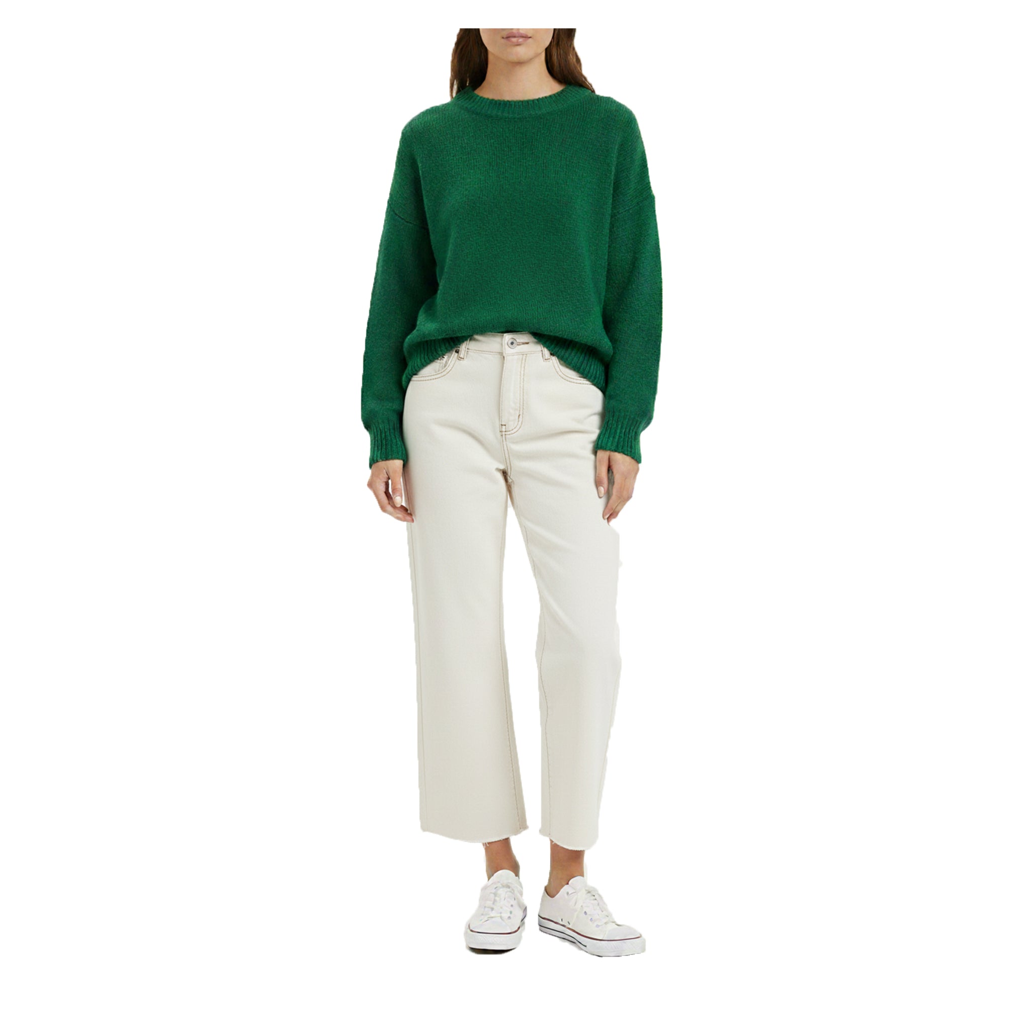 Beyaz Standart Kalıp Kot Pantolon