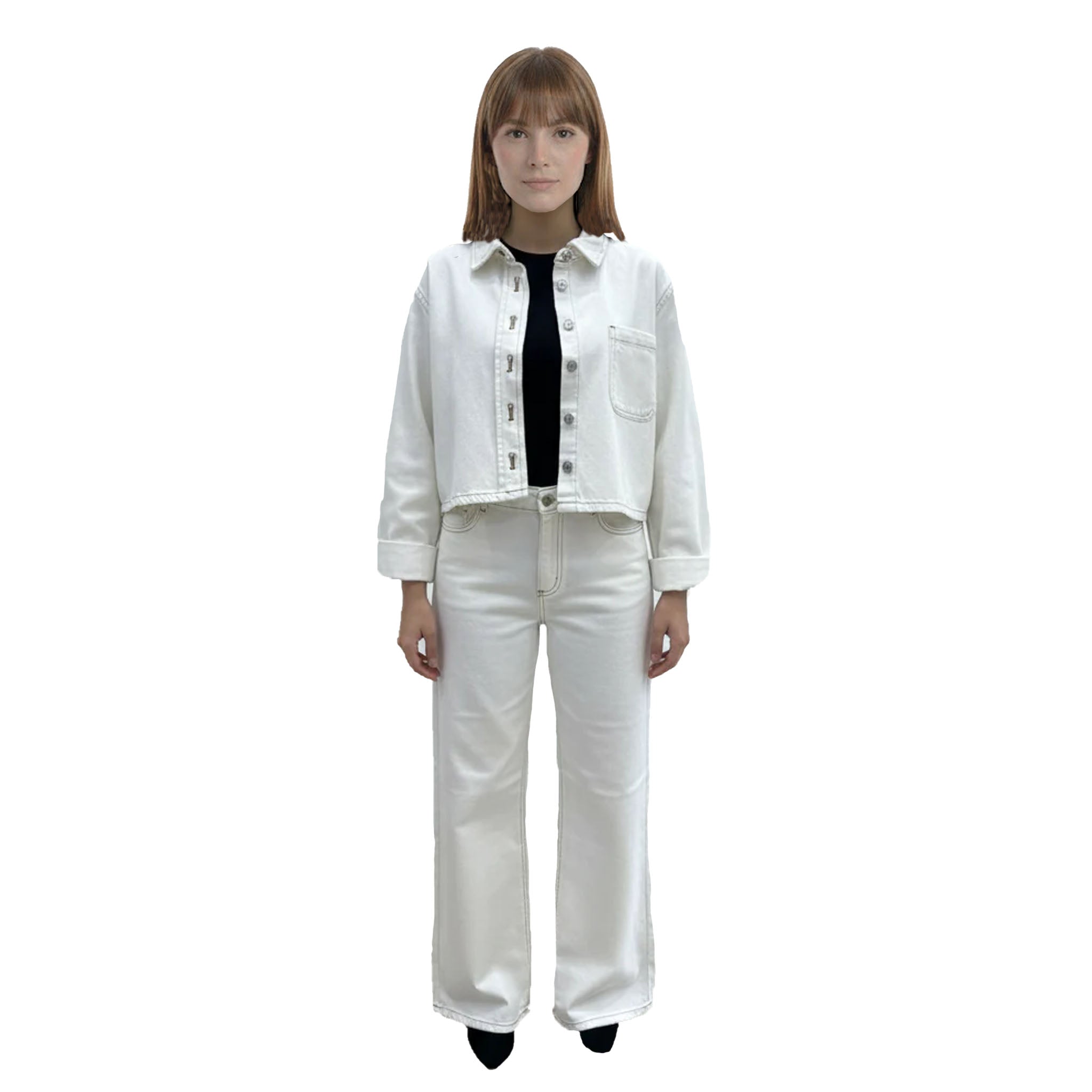 Kontrast Dikiş Detaylı Ekru Ceket & Pantolon Takım