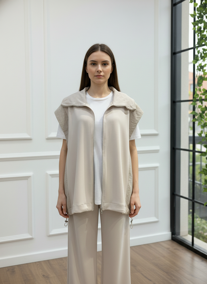 Omuzları Paraşüt Kumaş Detaylı Fermuarlı Takım