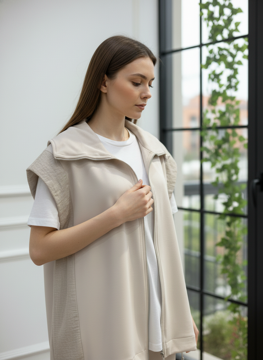 Omuzları Paraşüt Kumaş Detaylı Fermuarlı Takım