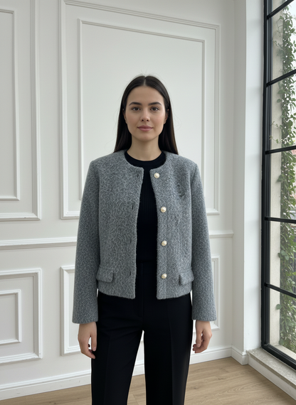 İnci Düğmeli Buklet Ceket