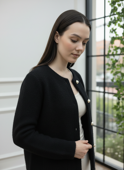 İnci Düğmeli Buklet Ceket