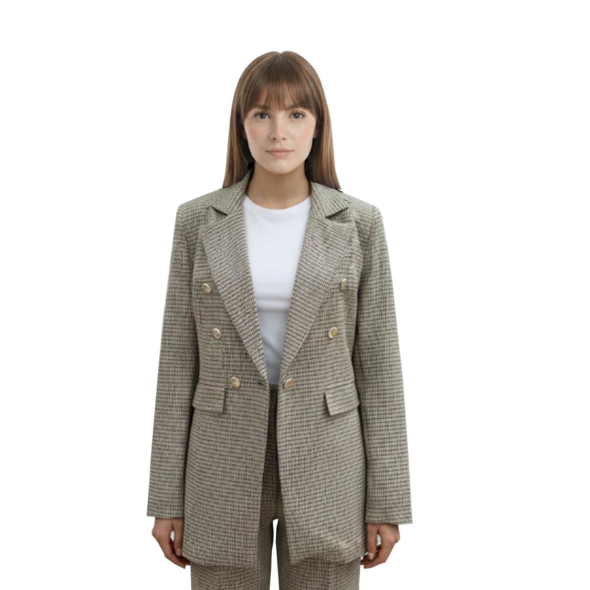 Gold Düğmeli Kruvaze Blazer Takım