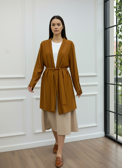 Kolları Taş İşlemeli Kemerli Kimono