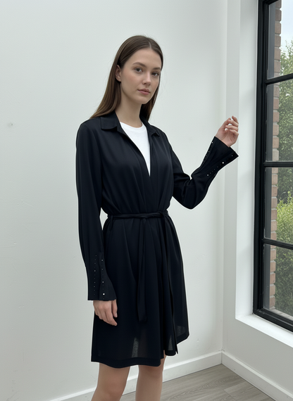 Kolları Taş İşlemeli Kemerli Kimono