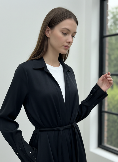 Kolları Taş İşlemeli Kemerli Kimono