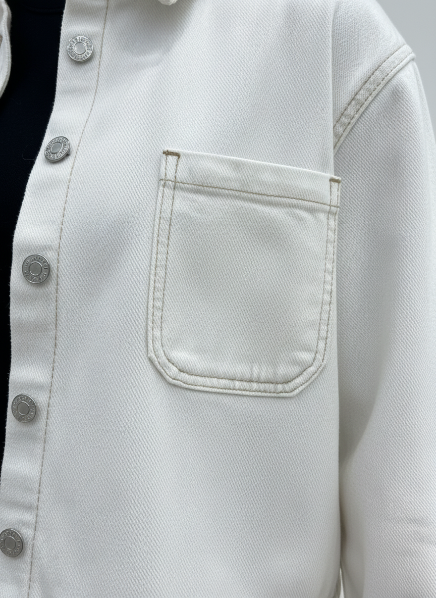 Kontrast Dikiş Detaylı Ekru Ceket & Pantolon Takım