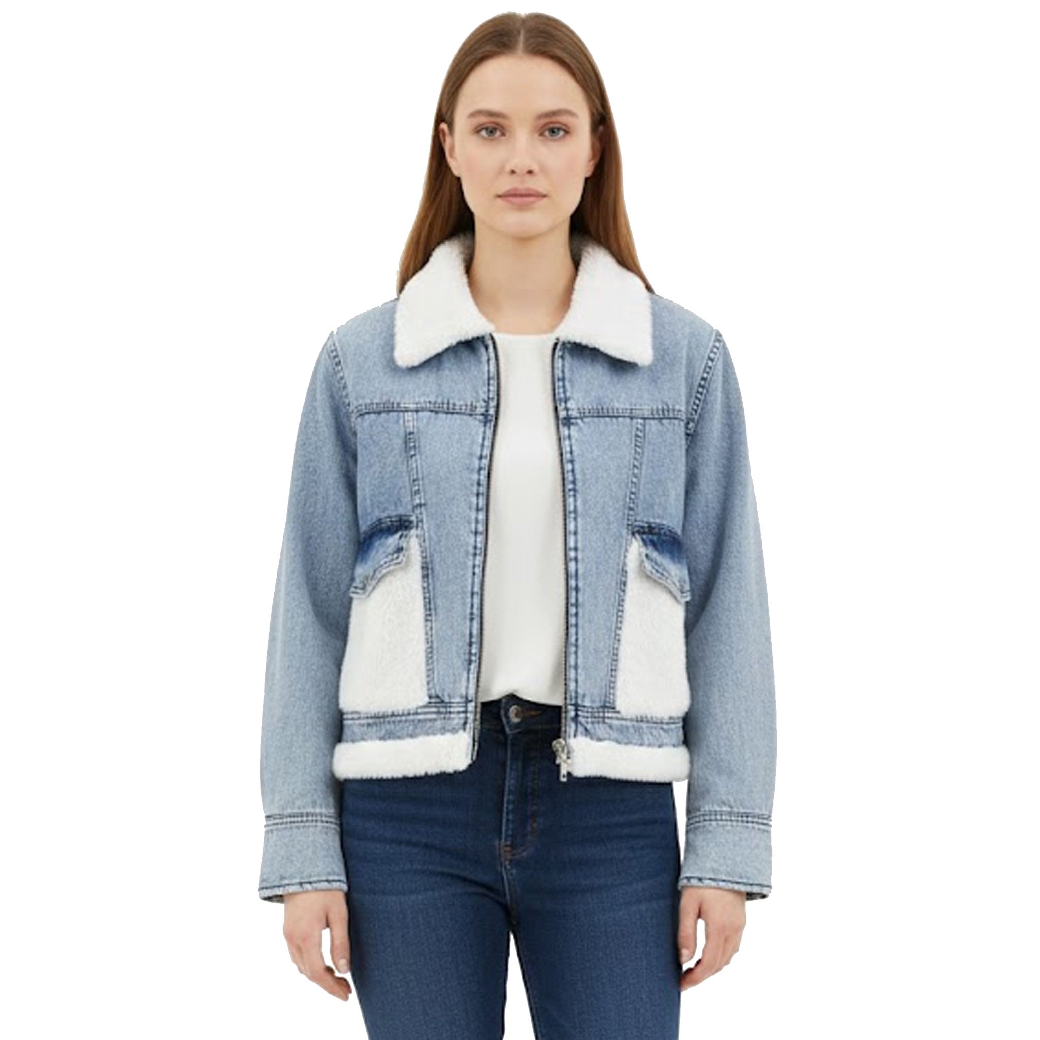 Peluş Detaylı Kot Ceket