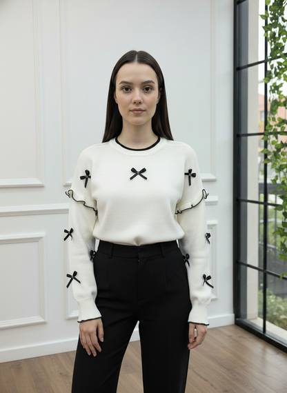 Fiyonk ve Fırfır Detaylı Triko Kazak