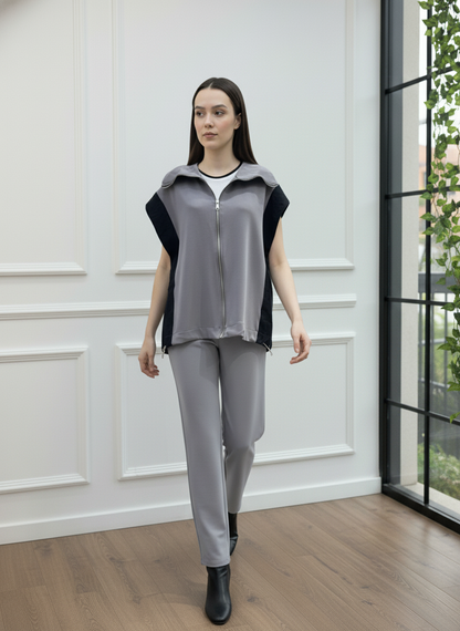 Omuzları Paraşüt Kumaş Detaylı Fermuarlı Takım